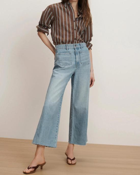  베로니카비어드 데님 팬츠 베로니카 비어드 테일러 크롭 패치 포켓 와이드 레그 진 빅 스플래시 - VERONICA BEARD