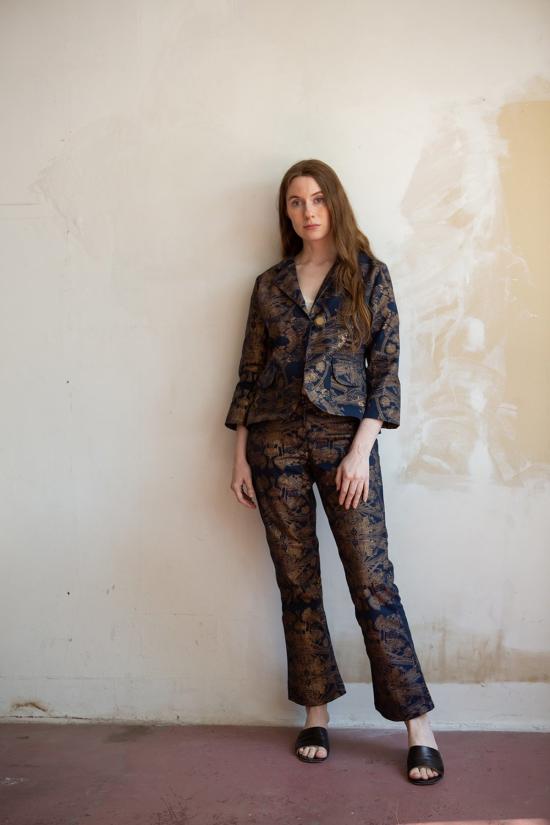  에리카 타노브 크롭 팬츠 에리카 타노프 소렌 코튼 팬츠 보타니쿠스 팬츠 네이비/골드