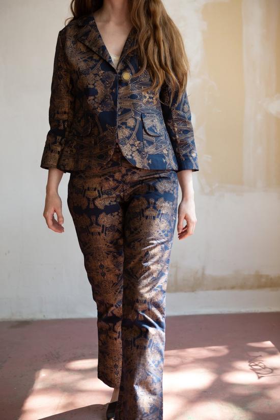  에리카 타노브 크롭 팬츠 에리카 타노프 소렌 코튼 팬츠 보타니쿠스 팬츠 네이비/골드 - ERICA TANOV