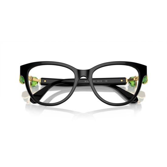 26SS 스와로브스키 안경 녹색 크리스탈 장식이 있는 캣아이 - SWAROVSKI