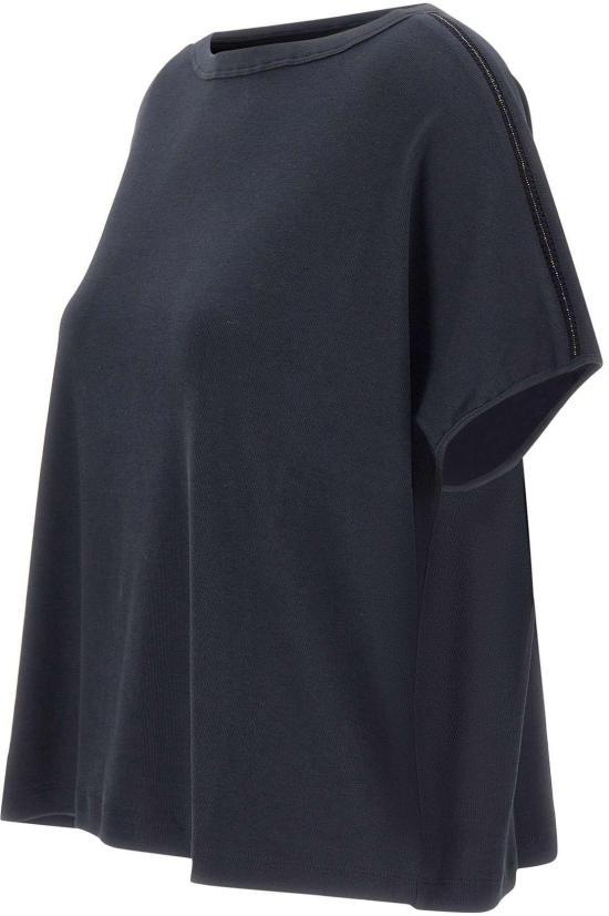 26SS 파비아나 필리피 반팔 저지 티셔츠 JED276F568M2095146 NAVY - FABIANA FILIPPI