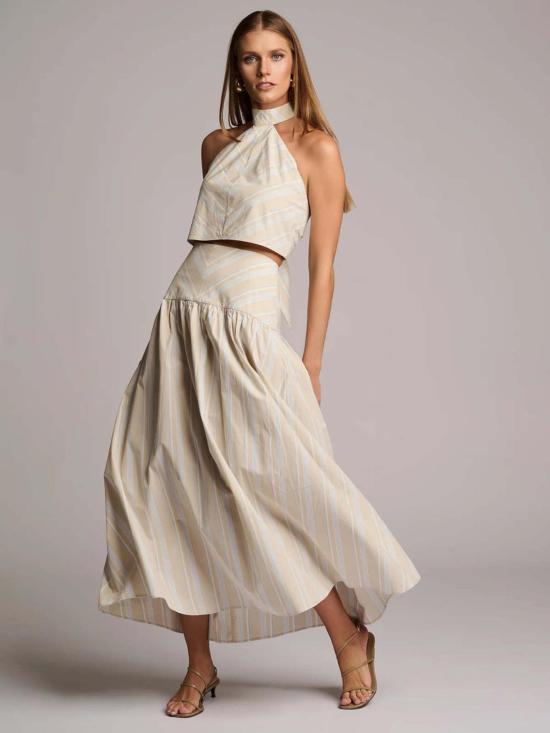  헤브론 롱 스커트 아달린  베이지 스트라이프 - HEVRON