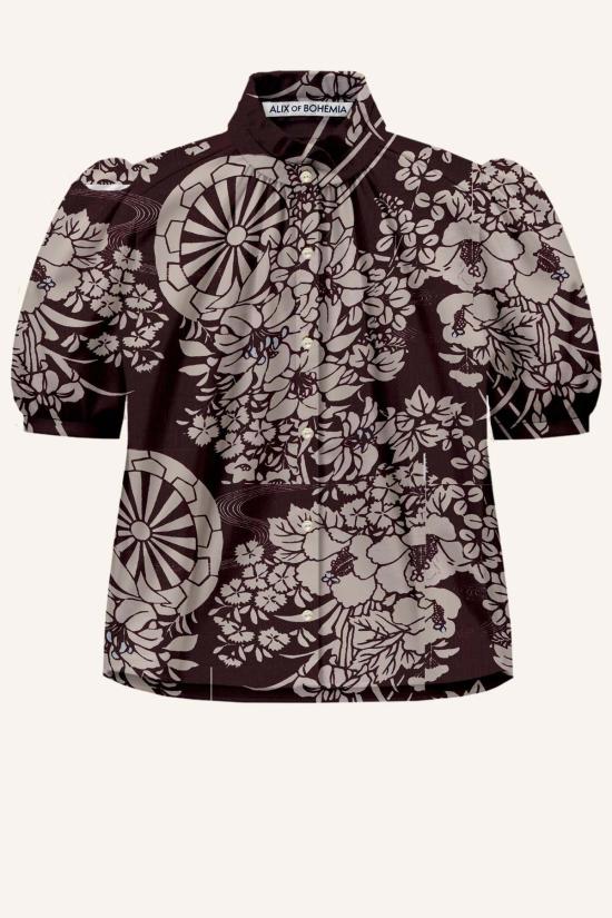  알릭스 오브 보헤미아 블라우스 윈 오번 스포크 셔츠 다크 브라운