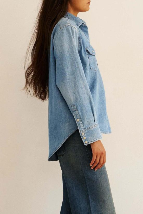  제이미 할러 데님 셔츠 로레타 웨스턴 셔츠 타임워른 인디고 - JAMIE HALLER