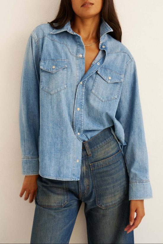  제이미 할러 데님 셔츠 로레타 웨스턴 셔츠 타임워른 인디고