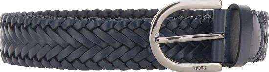 26SS 보스 가죽 벨트 50563980401 NAVY