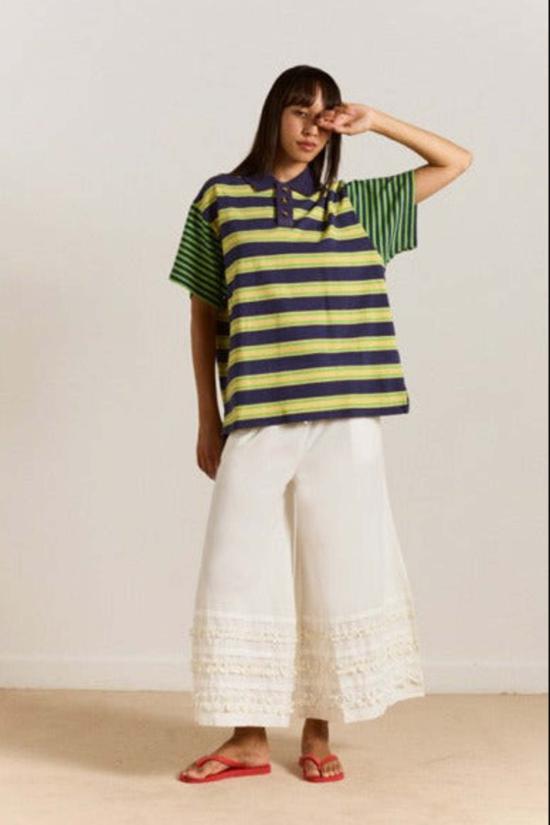  담손매더 폴로 티셔츠 담슨 매더 지아 럭비 셔츠 그린/블루 스트라이프 - DAMSON MADDER