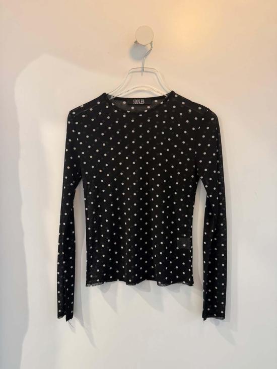  Stainless 긴팔 티셔츠 스테인리스 한국산 물방울 무늬 상판