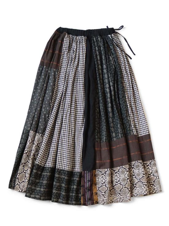 캐피탈 스커트 패치워크 개더드