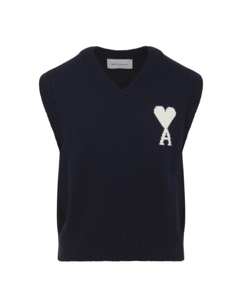 26SS 아미 울 앤 코튼 슬리브리스 아미 드 하트 스웨터 UKS860KN0156 A116