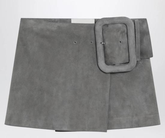 26SS 아미 고트 레더 빅 버클 벨티드 미니 스커트 FSK464LH0059 0516 CARBONE