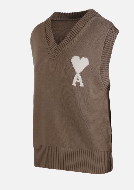 26SS 아미 울 앤 코튼 슬리브리스 아미 드 하트 스웨터 UKS860KN0156 A117 - AMI