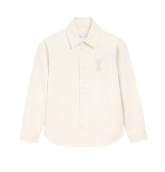 26SS 아미 톤온톤 로고 코튼 니트 오버셔츠 UJK897DE0126 136 BLANCCREME