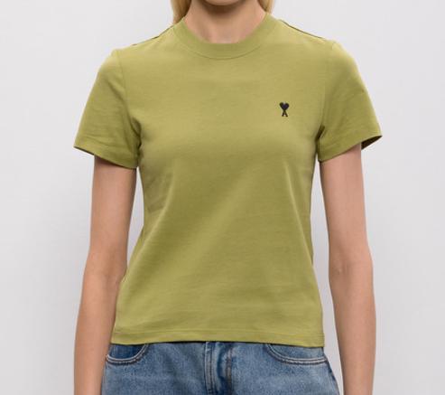 26SS 아미 스몰 하트 로고 코튼 크롭 티셔츠 FTS347724 A035 MATCHA