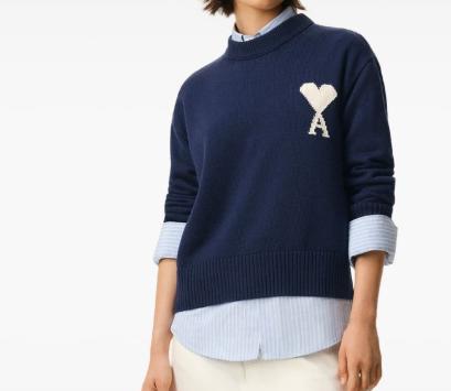 26SS 아미 ADC 울 & 코튼 크루넥 하트 스웨터 UKS859KN0156 A116 ENCRE ECRU - AMI