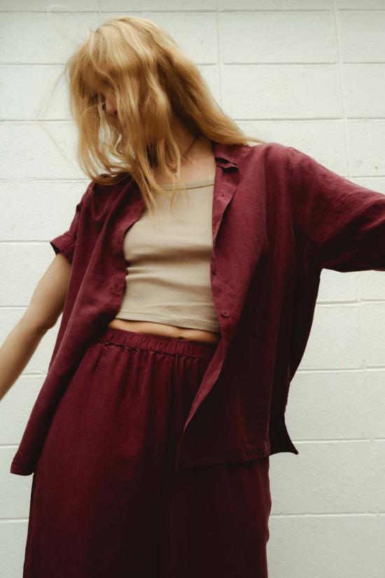  Frida Zazou 셔츠 Elettra 셔츠 Borgogna - OTHER BRANDS