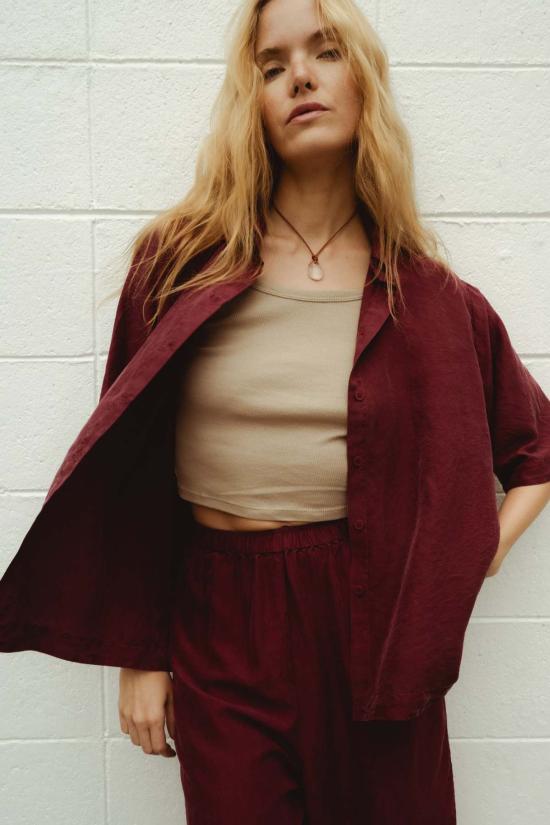  Frida Zazou 셔츠 Elettra 셔츠 Borgogna