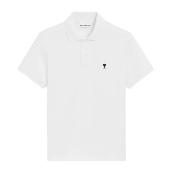 26SS 아미 스몰 하트 로고 폴로 티셔츠 HPL411760 100 BLANC