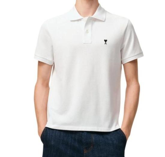 26SS 아미 스몰 하트 로고 폴로 티셔츠 HPL411760 100 BLANC - AMI