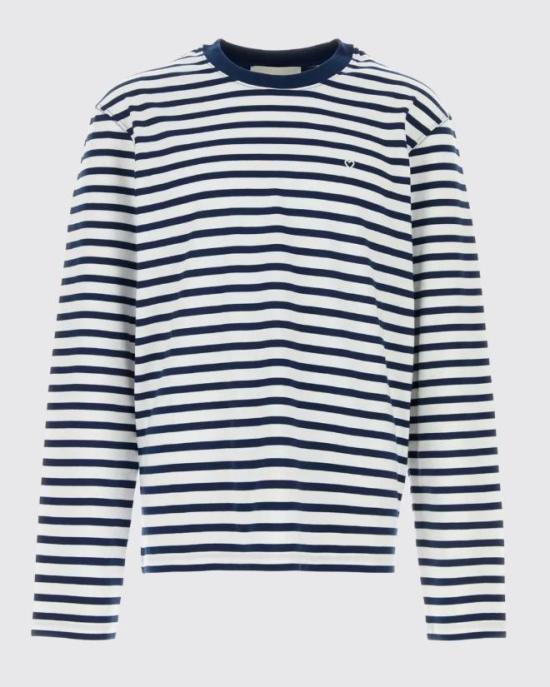 26SS 아미 코튼 롱 슬리브 마리네르 아미 드 하트 티셔츠 UTS375JE0210 A044 ENCRE BLANC