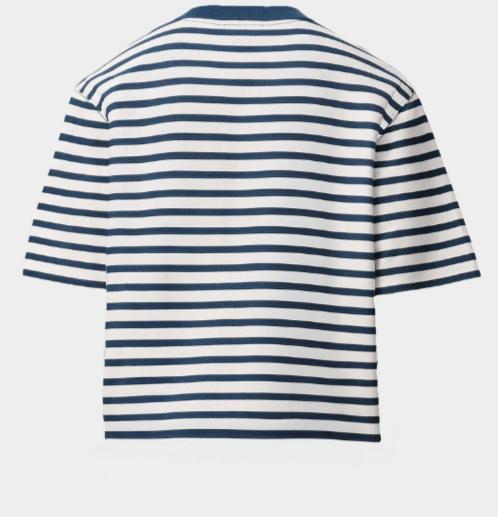 26SS 아미 코튼 박시 핏 마리네르 아미 드 하트 티셔츠 UTS374JE0210 A044 ENCRE BLANC - AMI