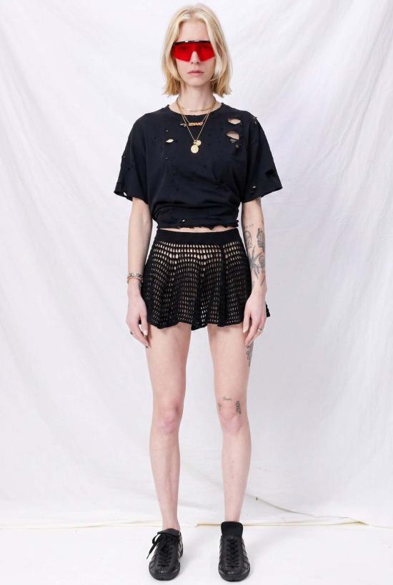  이사 볼더 숏 스커트 포인트엘 플레어 마이크로 스커트 블랙 - ISA BOULDER