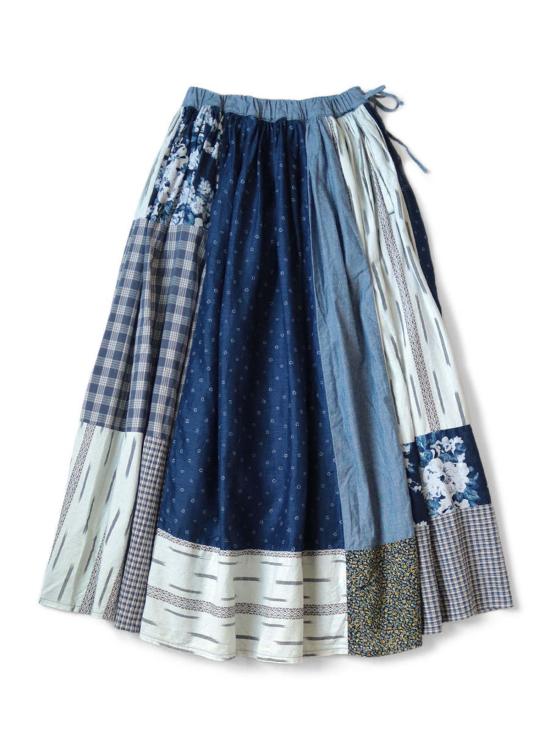 캐피탈 롱 스커트 패치워크 개더드