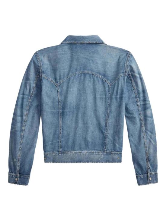  더블알엘 데님 자켓 Rrl 톱니 모양 웨스턴 재킷 라이트 인디고 - RRL