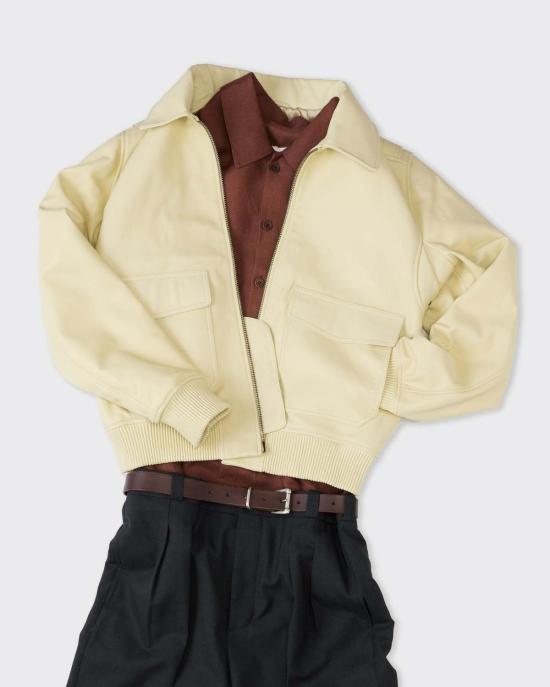  Museum Garments X Colbo 가죽 자켓 뮤지엄 가먼츠 X 콜라보 플라잉 재킷 버터 옐로우 - OTHER BRANDS