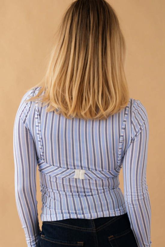  MIAOU 긴팔 티셔츠 미아우 카라 탑 블루 스트라이프 - OTHER BRANDS