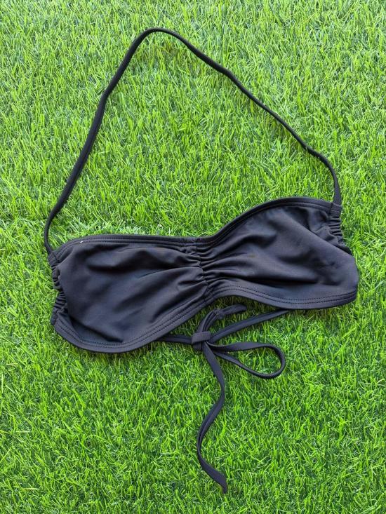  누 스윔 비키니 수영복 Nu Swim Jazz Scrunch Front Adjustable Halter Bikini Top Black