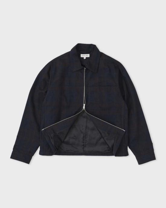  어나더 애스펙트 봄버 자켓 Another Aspect Overshirt 3.0 오버셔츠 네이비/브라운 윈도우페인 체크 - ANOTHER ASPECT