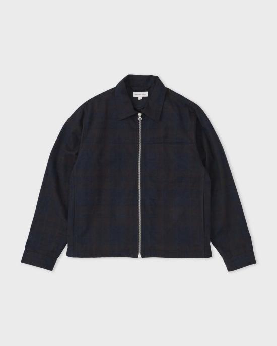  어나더 애스펙트 봄버 자켓 Another Aspect Overshirt 3.0 오버셔츠 네이비/브라운 윈도우페인 체크