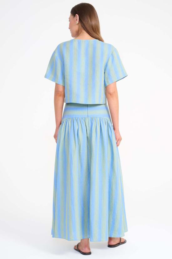  스타우드 롱 스커트 프로시다 린넨  시포트 스트라이프 - STAUD