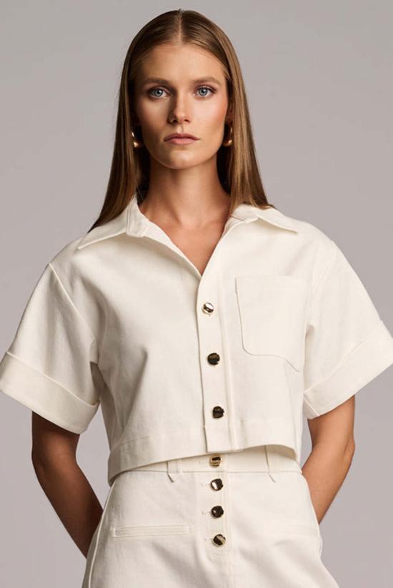  헤브론 셔츠 엘리슨 트윌 탑 화이트 - HEVRON