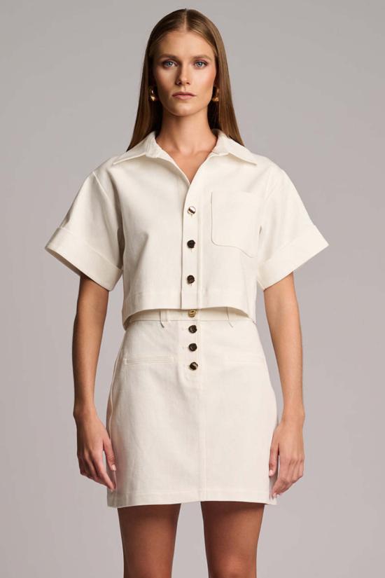  헤브론 셔츠 엘리슨 트윌 탑 화이트