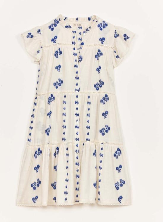  엠에이비이 숏 원피스 M.A.B.E 아이리스 프릴 반팔 드레스 블루 - M.A.B.E