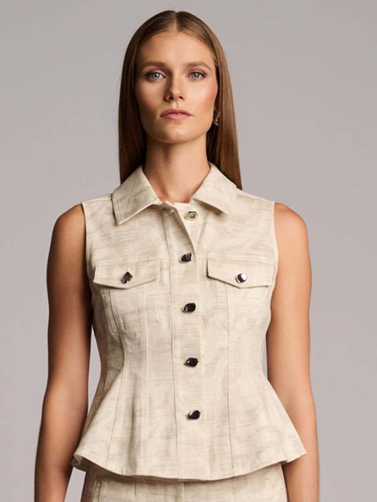  헤브론 블라우스 스카일러 탑 카모 프린트 아이보리 - HEVRON