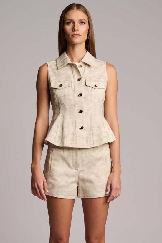  헤브론 블라우스 스카일러 탑 카모 프린트 아이보리