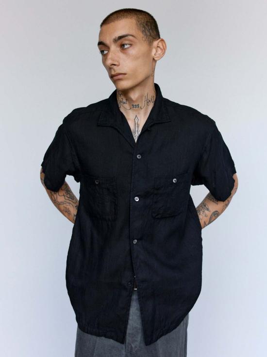  타이가 타카하시 반팔 셔츠 타이거 타카하시 Lot.112 블랙 코튼 서 가이 - TAIGA TAKAHASHI