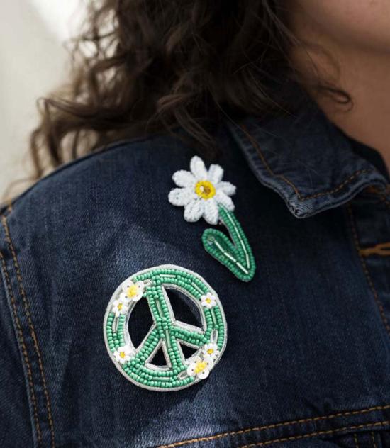  마트르 부미 브로치 발라 마니 비즈 장식 평화  핀 수제 - MATR BOOMIE