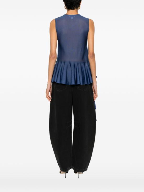 26SS 알라이아 민소매 티셔츠 AA9H1483K177C 516 NAVY - ALAIA