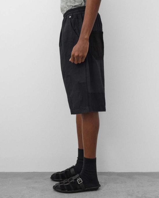  꼼데가르송 숏팬츠 Comme Des Garçons 네이비 화이트 코튼 폴리에스테르 자카드 쇼츠 - COMME DES GARCONS