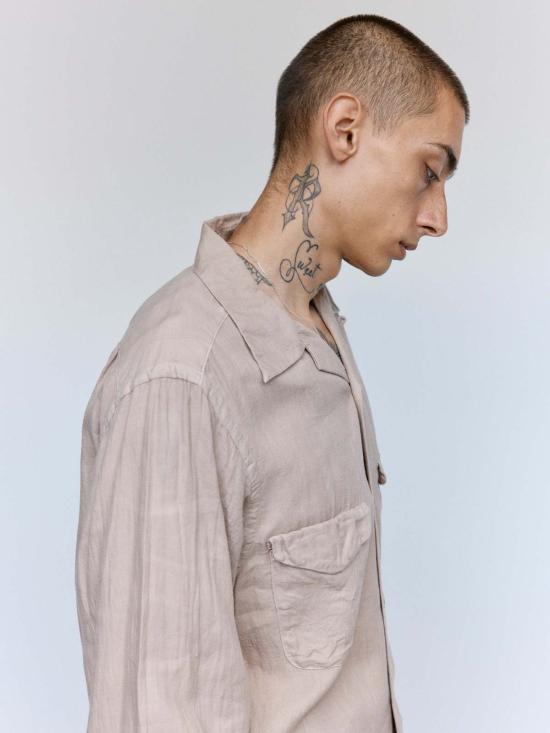  타이가 타카하시 긴팔 셔츠 다카하시 타이가 로트. 101 야쿠스기 코튼 오픈 칼라 - TAIGA TAKAHASHI