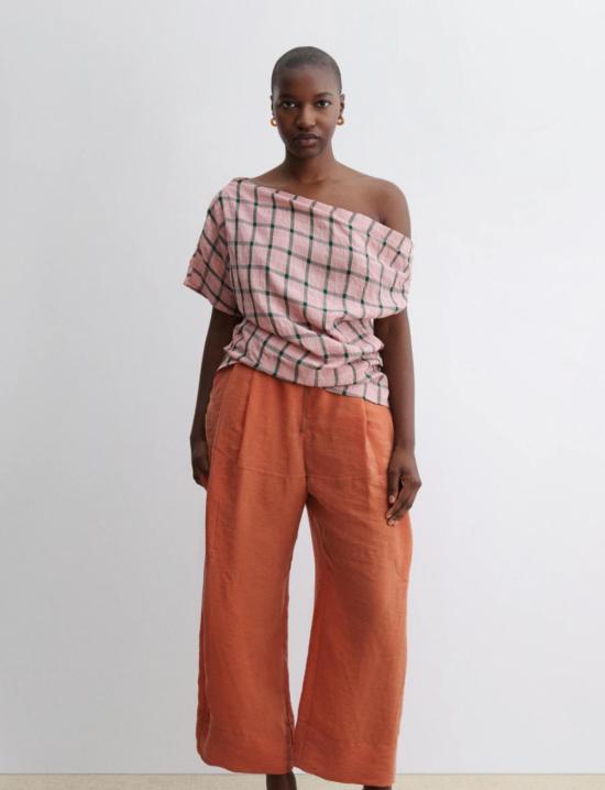  레이첼 코미 블라우스 마타 체크무늬 탑 핑크 - RACHEL COMEY