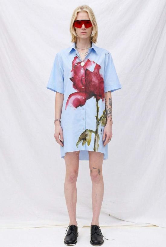  마르케스 알메이다 숏 원피스 수채화 꽃무늬 프린트 미니 셔츠 드레스 - MARQUES ALMEIDA