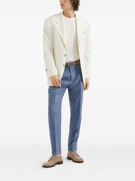 26SS 브루넬로 쿠치넬리 코튼 텍스처드 립 니트 스웨터 M29204000 C2723 Bianco - BRUNELLO CUCINELLI