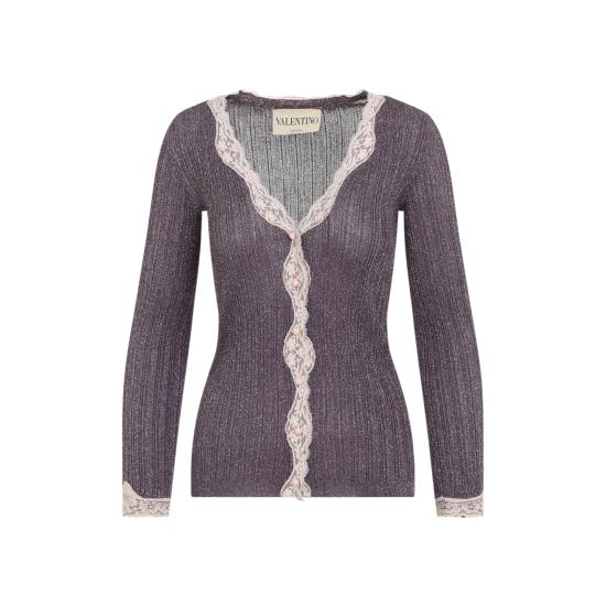 26SS 발렌티노 가라바니 가디건 8B0KA15KA8T F8S AUBERGINE GOLD - VALENTINO GARAVANI