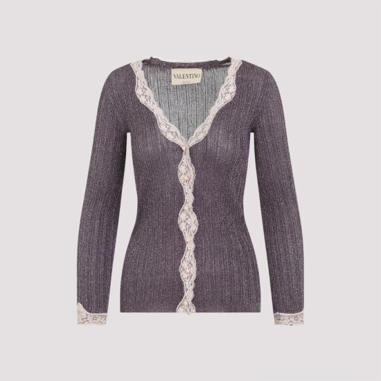 26SS 발렌티노 가라바니 가디건 8B0KA15KA8T F8S AUBERGINE GOLD