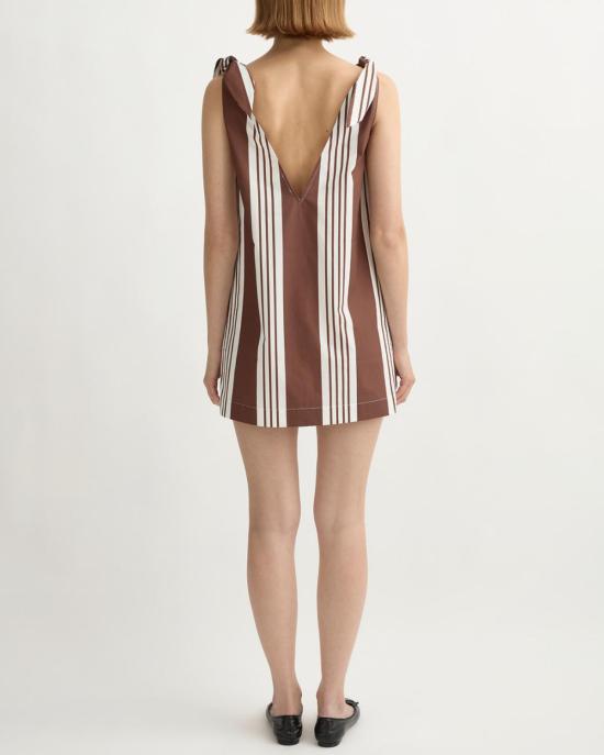  포제 숏 원피스 포세 로지 미니 드레스 초콜릿 스트라이프 - POSSE